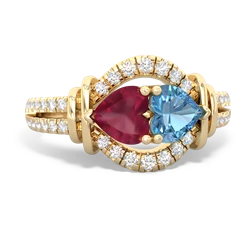 Ruby Art-Deco Keepsake 14K Yellow Gold ring R5630