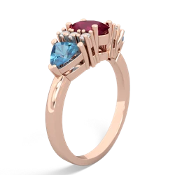 Ruby Antique Style Three Stone 14K Rose Gold ring R2186