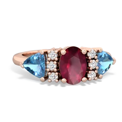 Ruby Antique Style Three Stone 14K Rose Gold ring R2186