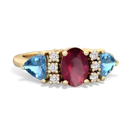 Ruby Antique Style Three Stone 14K Yellow Gold ring R2186