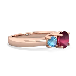 Ruby Three Stone Round Trellis 14K Rose Gold ring R4018