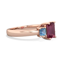 Ruby Three Stone Emerald-Cut Trellis 14K Rose Gold ring R4021