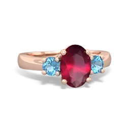 Ruby Three Stone Oval Trellis 14K Rose Gold ring R4024