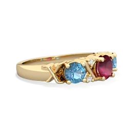 Ruby Hugs And Kisses 14K Yellow Gold ring R5016