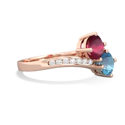 Ruby Channel Set Two Stone 14K Rose Gold ring R5303