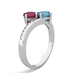 Ruby Channel Set Two Stone 14K White Gold ring R5303