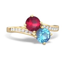 Ruby Channel Set Two Stone 14K Yellow Gold ring R5303