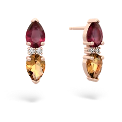 Ruby Bowtie Drop 14K Rose Gold earrings E0865