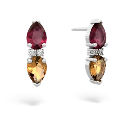 Ruby Bowtie Drop 14K White Gold earrings E0865