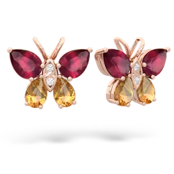 Ruby Butterfly 14K Rose Gold earrings E2215