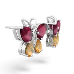 Ruby Butterfly 14K White Gold earrings E2215