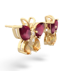 Ruby Butterfly 14K Yellow Gold earrings E2215