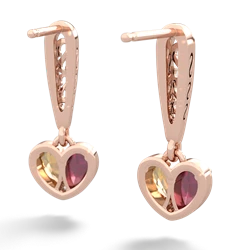 Ruby Filligree Heart 14K Rose Gold earrings E5070