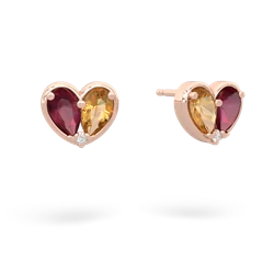 Ruby 'Our Heart' 14K Rose Gold earrings E5072