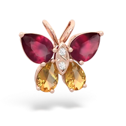 Ruby Butterfly 14K Rose Gold pendant P2215