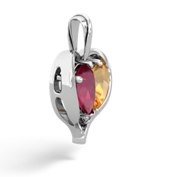 Ruby Two Become One 14K White Gold pendant P5330