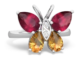 Ruby Butterfly 14K White Gold ring R2215
