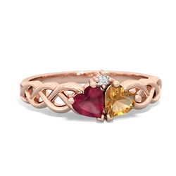 Ruby Heart To Heart Braid 14K Rose Gold ring R5870