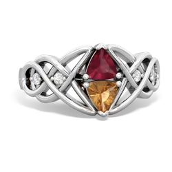 Ruby Keepsake Celtic Knot 14K White Gold ring R5300