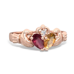 Ruby 'Our Heart' Claddagh 14K Rose Gold ring R2388