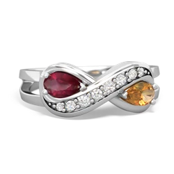 Ruby Diamond Infinity 14K White Gold ring R5390