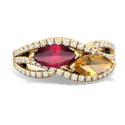 Ruby Diamond Rivers 14K Yellow Gold ring R3070