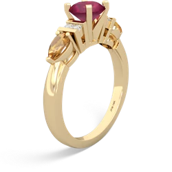 Ruby 6Mm Round Eternal Embrace Engagement 14K Yellow Gold ring R2005