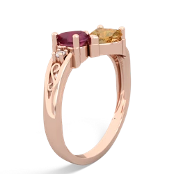 Ruby Snuggling Hearts 14K Rose Gold ring R2178