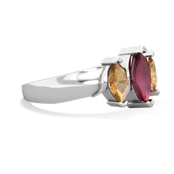 Ruby Three Peeks 14K White Gold ring R2433