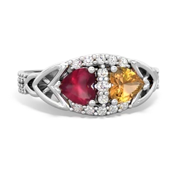 Ruby Sparkling Celtic Knot 14K White Gold ring R2645