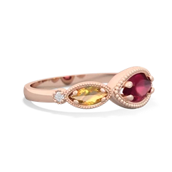 Ruby Milgrain Marquise 14K Rose Gold ring R5700