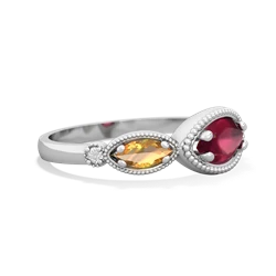 Ruby Milgrain Marquise 14K White Gold ring R5700