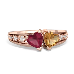 Ruby Heart To Heart 14K Rose Gold ring R3342