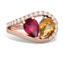 Ruby Nestled Heart Keepsake 14K Rose Gold ring R5650