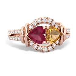 Ruby Art-Deco Keepsake 14K Rose Gold ring R5630