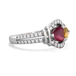 Ruby Art-Deco Keepsake 14K White Gold ring R5630