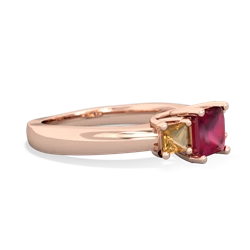 Ruby Three Stone Trellis 14K Rose Gold ring R4015