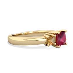 Ruby Three Stone Trellis 14K Yellow Gold ring R4015