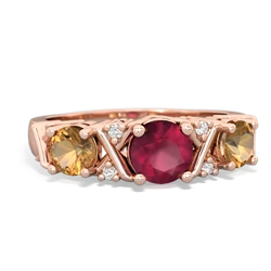 Ruby Hugs And Kisses 14K Rose Gold ring R5016