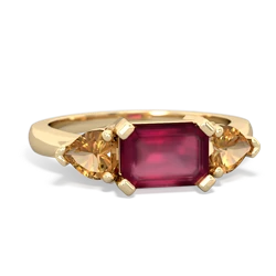 Ruby Three Stone 14K Yellow Gold ring R5235