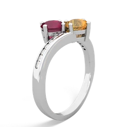 Ruby Channel Set Two Stone 14K White Gold ring R5303