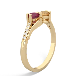 Ruby Infinity Pave Two Stone 14K Yellow Gold ring R5285