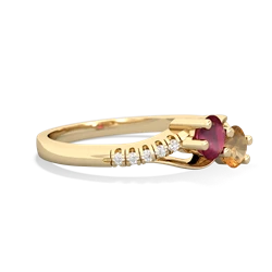 Ruby Infinity Pave Two Stone 14K Yellow Gold ring R5285