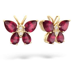 Ruby Butterfly 14K Yellow Gold earrings E2215