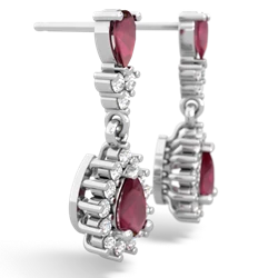 Ruby Halo Pear Dangle 14K White Gold earrings E1882
