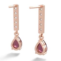 Ruby Art Deco Diamond Drop 14K Rose Gold earrings E5324