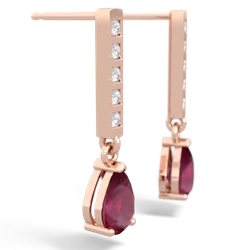 Ruby Art Deco Diamond Drop 14K Rose Gold earrings E5324