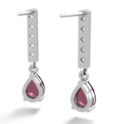 Ruby Art Deco Diamond Drop 14K White Gold earrings E5324