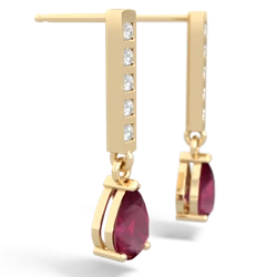 Ruby Art Deco Diamond Drop 14K Yellow Gold earrings E5324