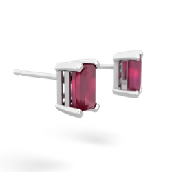 Ruby 6X4mm Emerald-Cut Stud 14K White Gold earrings E1855